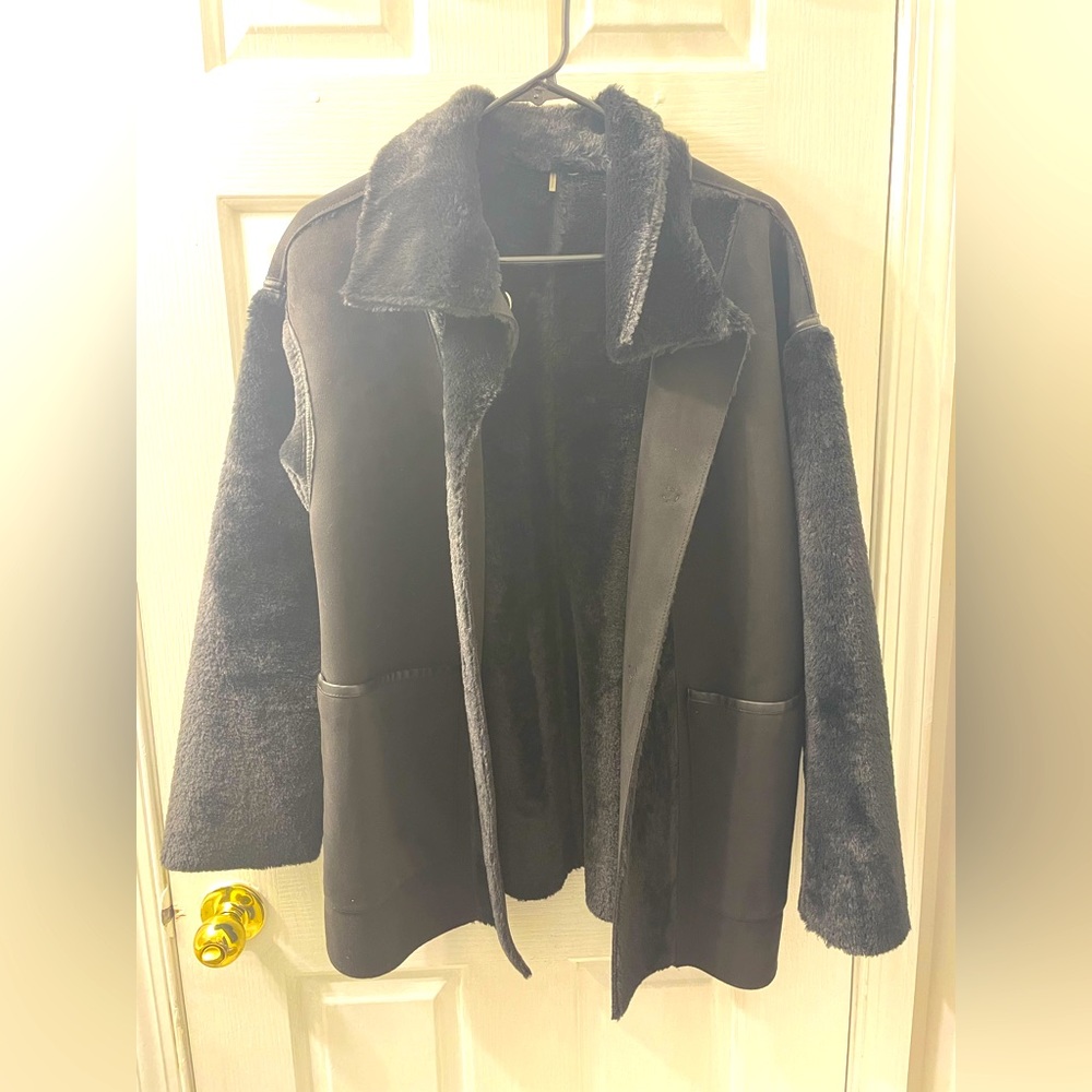 Bernardo suede and faux fur coat